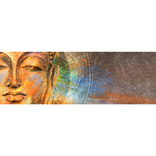 Lade das Bild in den Galerie-Viewer, Aluminiumbild gebürstet Buddha mit Mandala Panorama
