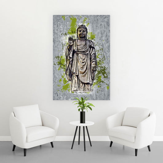 Aluminiumbild gebürstet Buddha Modern Art Hochformat