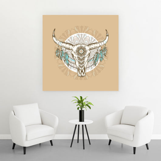 Acrylglasbild Buffalo Skull Quadrat