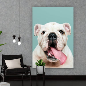 Acrylglasbild Bulldoggen Welpe Hochformat