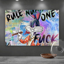 Lade das Bild in den Galerie-Viewer, Aluminiumbild gebürstet Bunny Rule Number One Querformat
