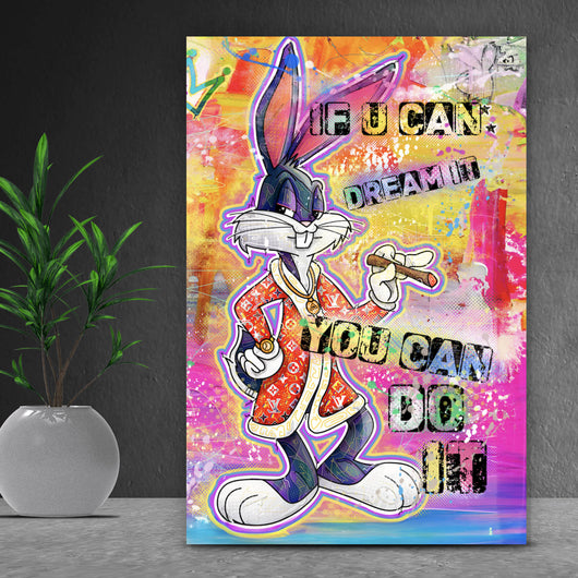 Acrylglasbild Bunny you can do it Hochformat