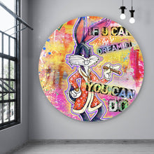 Lade das Bild in den Galerie-Viewer, Aluminiumbild gebürstet Bunny you can do it Kreis
