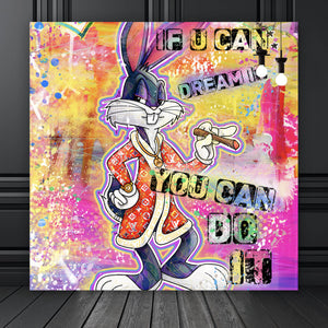 Acrylglasbild Bunny you can do it Quadrat