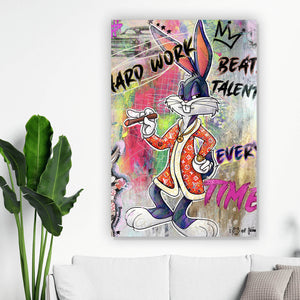 Poster Bunny Hard Work Pop Art Hochformat