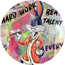 Lade das Bild in den Galerie-Viewer, Aluminiumbild gebürstet Bunny Hard Work Pop Art Kreis
