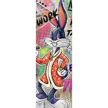 Lade das Bild in den Galerie-Viewer, Aluminiumbild gebürstet Bunny Hard Work Pop Art Panorama Hoch
