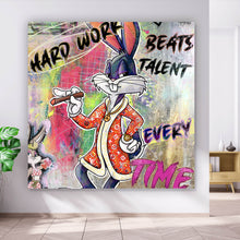 Lade das Bild in den Galerie-Viewer, Spannrahmenbild Bunny Hard Work Pop Art Quadrat
