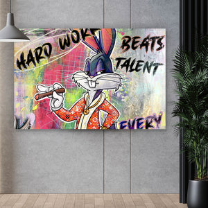 Poster Bunny Hard Work Pop Art Querformat
