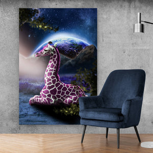 Aluminiumbild Bunte Fantasie Giraffe Hochformat