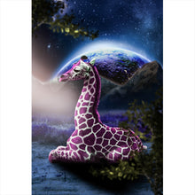 Lade das Bild in den Galerie-Viewer, Aluminiumbild gebürstet Bunte Fantasie Giraffe Hochformat
