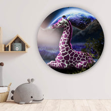 Lade das Bild in den Galerie-Viewer, Aluminiumbild gebürstet Bunte Fantasie Giraffe Kreis
