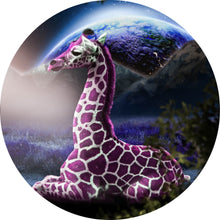 Lade das Bild in den Galerie-Viewer, Aluminiumbild gebürstet Bunte Fantasie Giraffe Kreis
