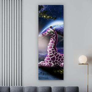 Leinwandbild Bunte Fantasie Giraffe Panorama Hoch