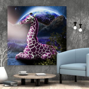 Acrylglasbild Bunte Fantasie Giraffe Quadrat
