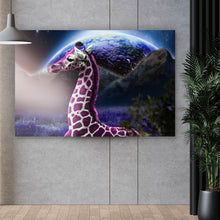 Lade das Bild in den Galerie-Viewer, Aluminiumbild gebürstet Bunte Fantasie Giraffe Querformat
