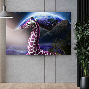 Aluminiumbild Bunte Fantasie Giraffe Querformat