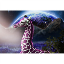 Lade das Bild in den Galerie-Viewer, Aluminiumbild gebürstet Bunte Fantasie Giraffe Querformat
