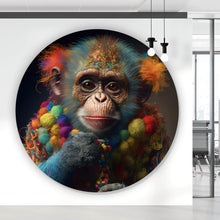 Lade das Bild in den Galerie-Viewer, Aluminiumbild gebürstet Bunter Affe Digital Art Kreis
