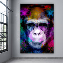 Lade das Bild in den Galerie-Viewer, Poster Bunter Affe mit Kopfhörer Hochformat
