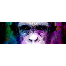 Lade das Bild in den Galerie-Viewer, Acrylglasbild Bunter Affe mit Kopfhörer Panorama
