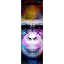 Lade das Bild in den Galerie-Viewer, Aluminiumbild gebürstet Bunter Affe mit Kopfhörer Panorama Hoch
