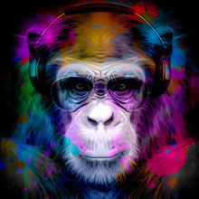 Lade das Bild in den Galerie-Viewer, Poster Bunter Affe mit Kopfhörer Quadrat
