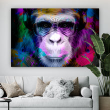 Lade das Bild in den Galerie-Viewer, Poster Bunter Affe mit Kopfhörer Querformat
