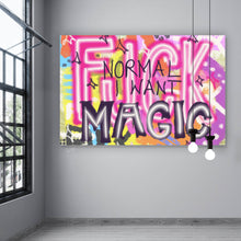 Lade das Bild in den Galerie-Viewer, Aluminiumbild gebürstet Buntes Graffiti Spruchbild Neon Querformat
