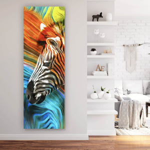 Acrylglasbild Buntes Zebra Abstrakt Panorama Hoch