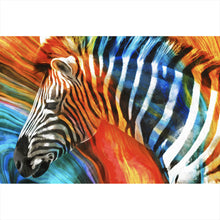 Lade das Bild in den Galerie-Viewer, Aluminiumbild Buntes Zebra Abstrakt Querformat
