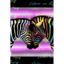 Lade das Bild in den Galerie-Viewer, Leinwandbild Buntes Zebrapaar Hochformat

