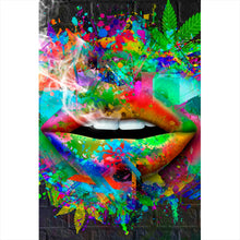 Lade das Bild in den Galerie-Viewer, Aluminiumbild Canabis Lippen Hochformat

