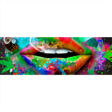 Lade das Bild in den Galerie-Viewer, Acrylglasbild Canabis Lippen Panorama
