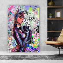 Lade das Bild in den Galerie-Viewer, Aluminiumbild gebürstet Catgirl Pop Art Hochformat
