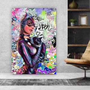 Aluminiumbild gebürstet Catgirl Pop Art Hochformat