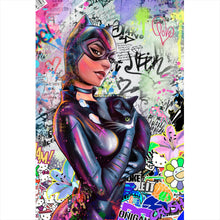 Lade das Bild in den Galerie-Viewer, Leinwandbild Catgirl Pop Art Hochformat

