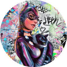 Lade das Bild in den Galerie-Viewer, Aluminiumbild gebürstet Catgirl Pop Art Kreis
