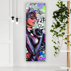 Aluminiumbild gebürstet Catgirl Pop Art Panorama Hoch
