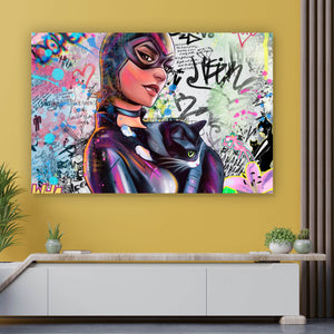 Aluminiumbild Catgirl Pop Art Querformat