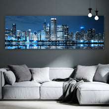 Lade das Bild in den Galerie-Viewer, Spannrahmenbild Chicago bei Nacht Panorama

