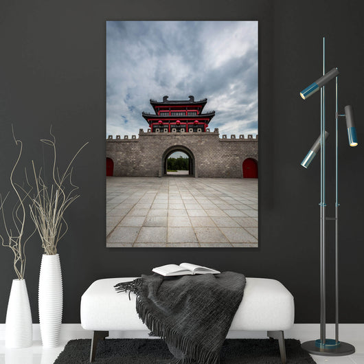 Spannrahmenbild Chinesische Steinmauer Hochformat