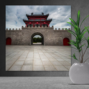 Aluminiumbild gebürstet Chinesische Steinmauer Quadrat