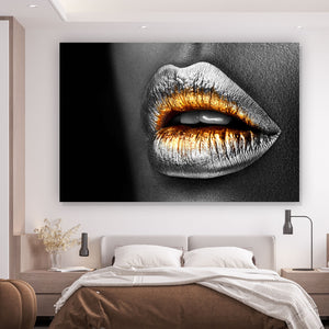 Leinwandbild Chrome Lips Querformat