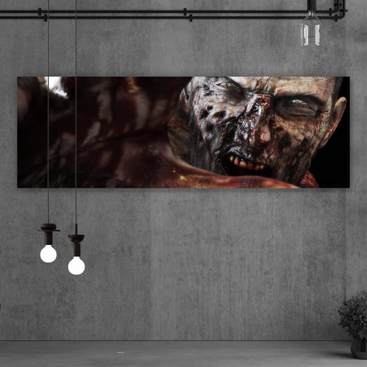 Aluminiumbild Close-Up-Portrait eines Zombies Panorama