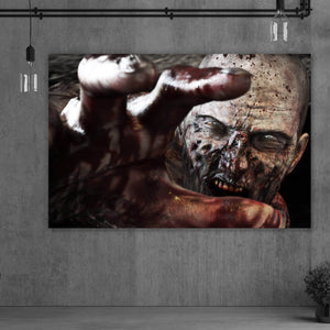 Leinwandbild Close-Up-Portrait eines Zombies Querformat