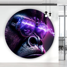 Lade das Bild in den Galerie-Viewer, Aluminiumbild gebürstet Cooler Fantasie Gorilla Kreis
