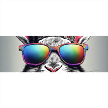 Lade das Bild in den Galerie-Viewer, Leinwandbild Cooler Hase mit Regenbogenbrille Panorama
