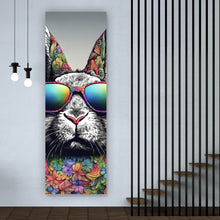Lade das Bild in den Galerie-Viewer, Aluminiumbild Cooler Hase mit Regenbogenbrille Panorama Hoch
