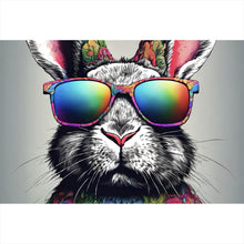Lade das Bild in den Galerie-Viewer, Poster Cooler Hase mit Regenbogenbrille Querformat
